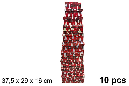 [121642] Pack 10 boîtes en carton de Noël décorées 37,5x29 cm