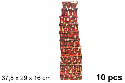 [121643] Pack 10 decorated Christmas cardboard boxes 37,5x29 cm