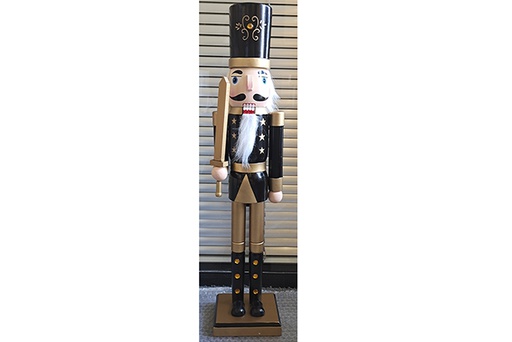 [121644] Black wooden nutcracker with sword 55 cm