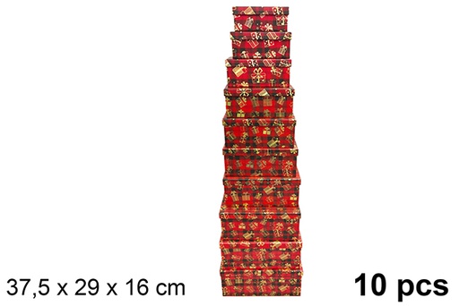 [121646] Pack 10 decorated Christmas cardboard boxes 37,5x29 cm