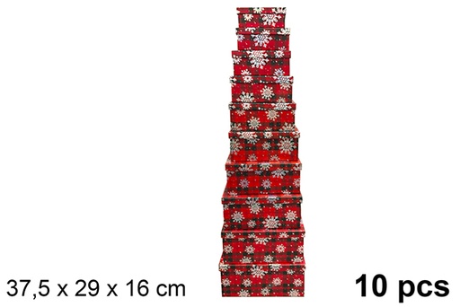 [121647] Pack 10 boîtes en carton de Noël décorées 37,5x29 cm