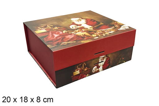 [121648] Caja cartón Navidad decorada Papa Noel 20x18 cm