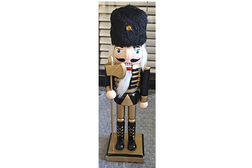 [121654] Black wooden nutcracker with stick 25 cm