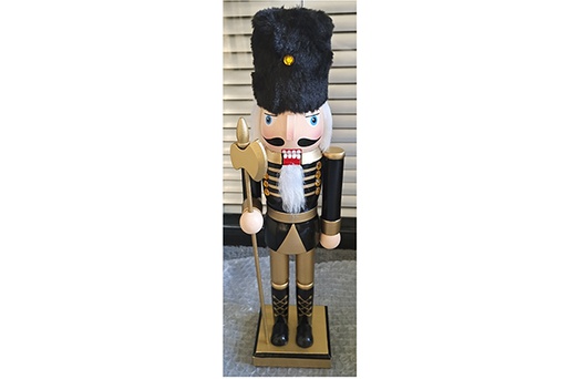 [121656] Black wooden nutcracker with stick 35 cm