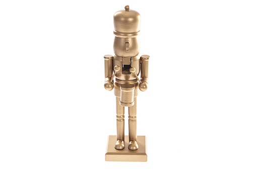 [121665] Golden wooden nutcracker with mallets 25 cm