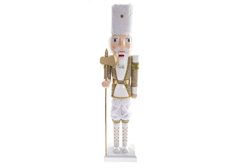 [121668] Red wooden nutcracker with axe 60 cm