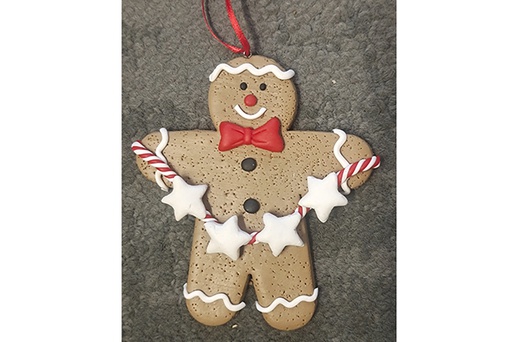 [121719] Gingerbread cookie pendant with stars 8 cm