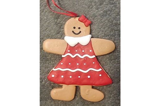 [121726] Pendant doll with Christmas dress 8 cm