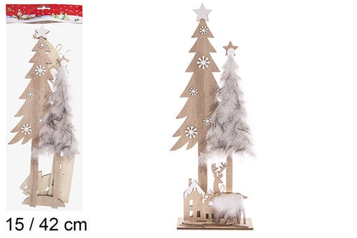 [121740] Figura in legno dell'albero di Natale assortita 15/42 cm
