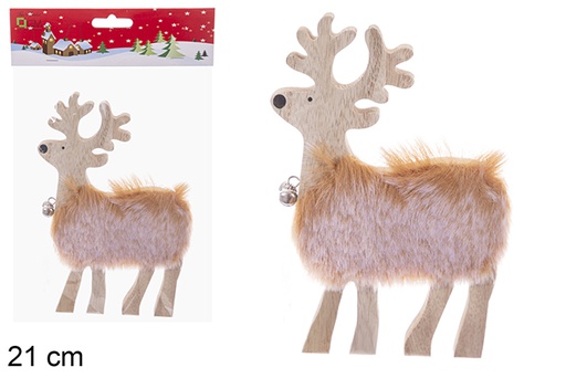 [121777] Wooden Christmas reindeer figure 21 cm