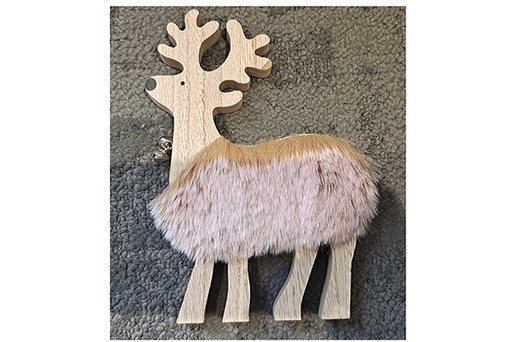 [121777] Wooden Christmas reindeer figure 21 cm