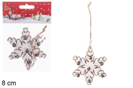 [121780] Wooden snowflake pendant assorted 8 cm