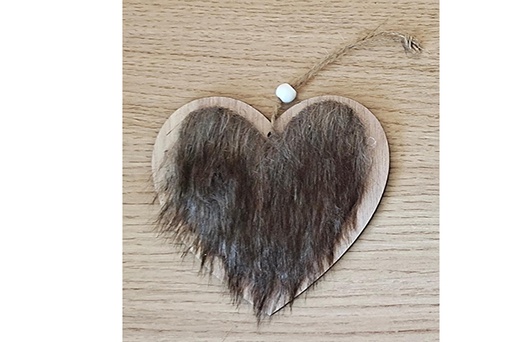 [121783] Pendentif en bois coeur de Noël 12 cm