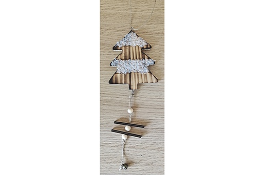 [121787] Pendentif en bois sapin de Noël 20 cm