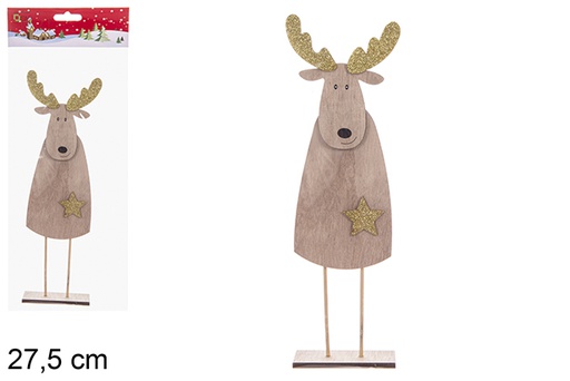 [121795] Figurine en bois de renne de Noël 27,5 cm