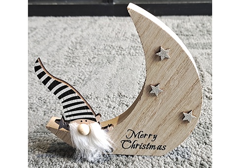 [121797] Figura madera luna Navidad 15 cm