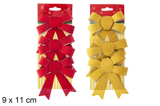 [121836] Pack 3 assorted Christmas bows 9x11 cm