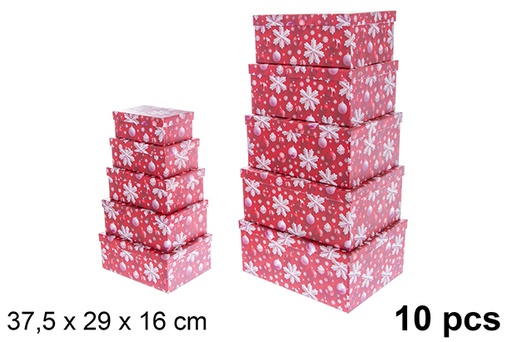 [122004] Pack 10 boîtes en carton de Noël décorées 37,5x29 cm