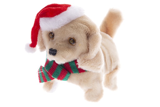 [122015] Boneca cachorro com chapéu de Natal