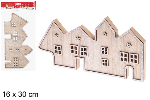 [122016] Figura in legno Casette di Natale 16x30 cm