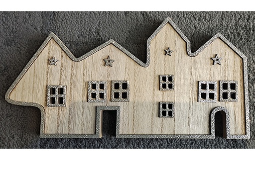 [122016] Figurine en bois Maisons de Noël 16x30 cm