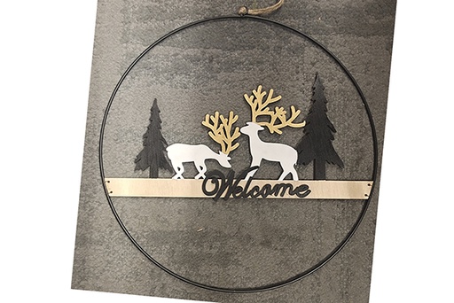 [122037] Pendentif de Noël en bois forêt 30 cm