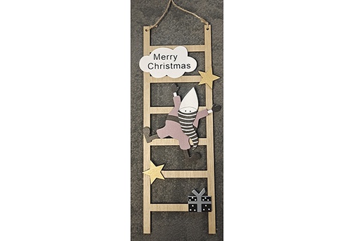 [122043] Pendentif de Noël en bois escaliers 10x30 cm