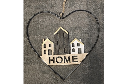 [122057] Pendentif de Noël en bois coeur home 20 cm