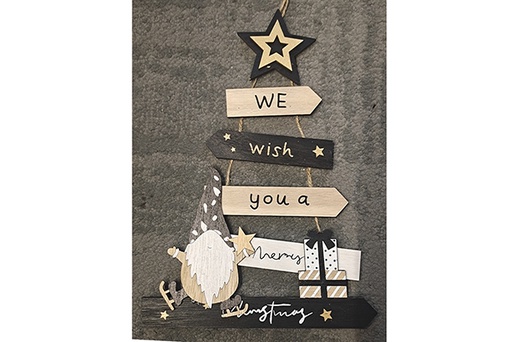 [122067] Wooden Christmas pendant phrase 21x33 cm