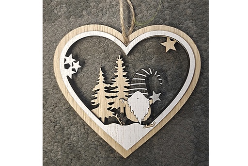 [122071] Christmas wooden heart pendant 24 cm