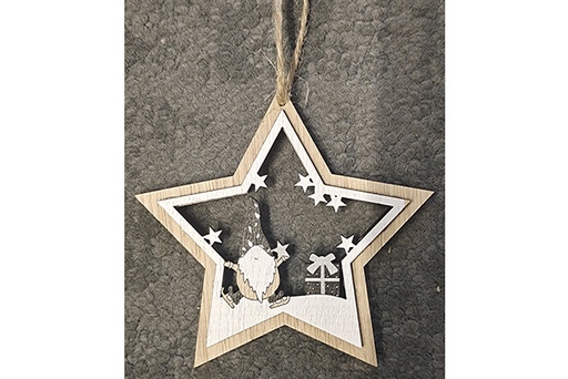 [122072] Pendentif étoile de Noël en bois 23 cm