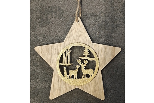 [122074] Wooden Christmas star pendant