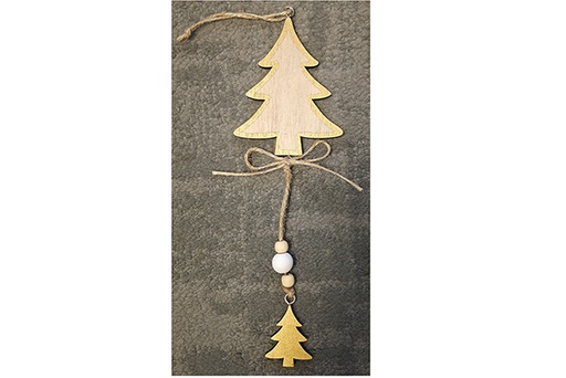 [122076] Pendentif sapin de Noël en bois 39 cm