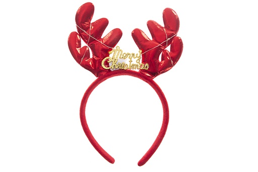 [122083] Tiara de Natal de rena com brilho vermelho