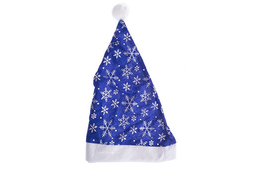 [122109] Gorro Papa Noel azul decorado copo de nieve