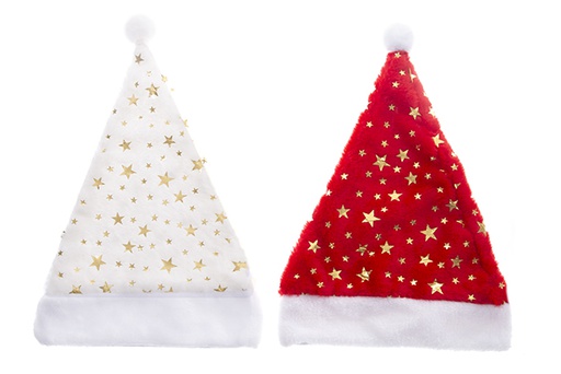 [122117] Gorro Papa Noel rojo decorada estrellas dorada 2 modelo