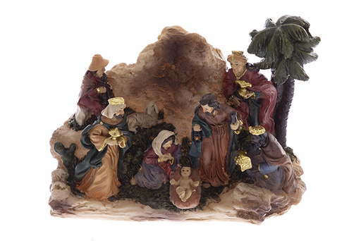 [122121] Crèche de Noël en résine 8 pièces 12,5 cm