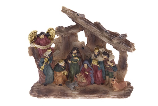 [122122] Nativity scene resin 9 pieces 12.5 cm