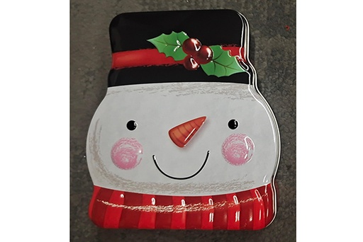 [122142] Scatola natalizia quadrata in metallo decori assortiti 8 cm