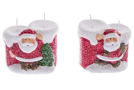 [122145] Babbo Natale in resina con 2 candele modello 2 7,5x5,5cm