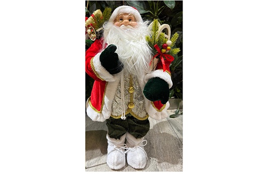 [122156] Abito Babbo Natale in PVC paillettes oro 13 cm