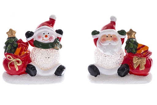 [122160] Santa Claus/snowman resin 13cm