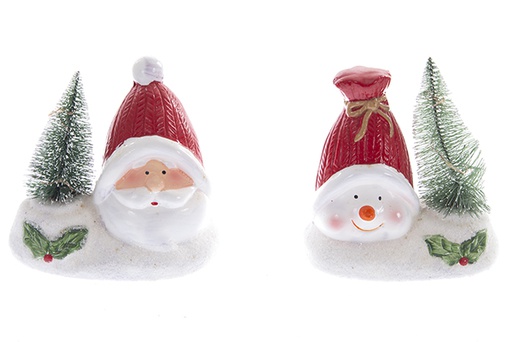 [122161] Papa noel/muñeco de nieve co arbol navidad resina 13cm