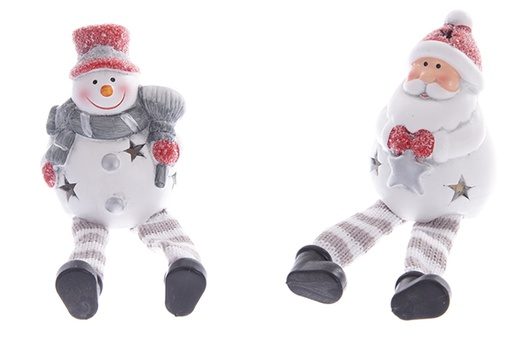 [122162] Papai Noel/Boneco de neve resina branca 19cm