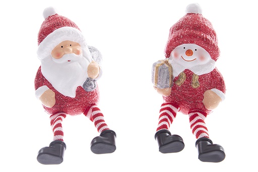 [122163] Santa Claus/snowman red resin 20cm