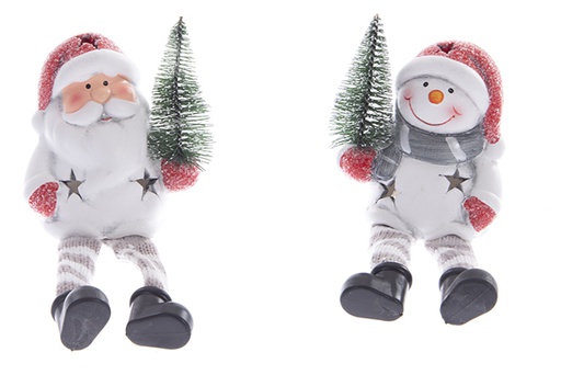 [122164] Santa Claus/snowman with resin tree 18cm