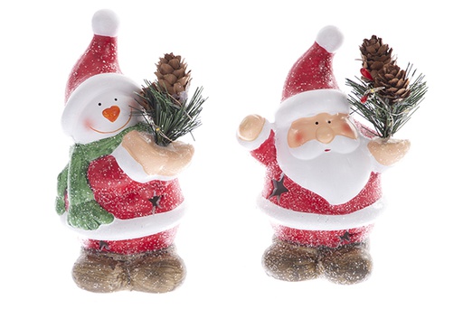 [122165] Santa Claus/snowman resin 15cm