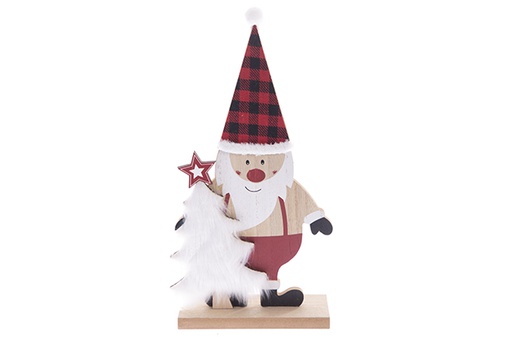 [122178] Papa Noel madera para decoración Navidad 30 cm