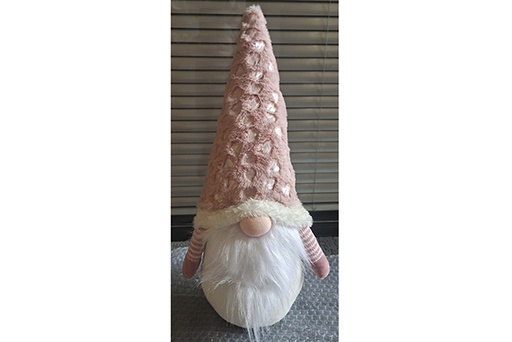 [122186] Pink/blue Christmas gnome with dangling legs 50 cm