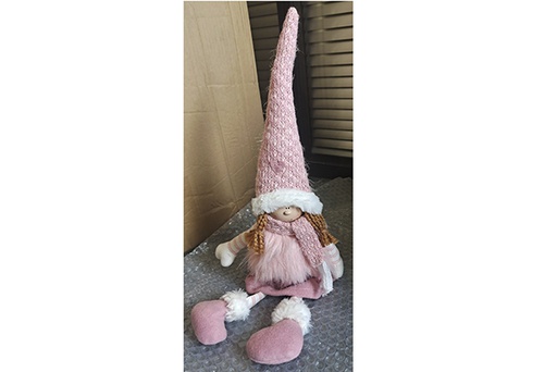 [122188] Pink/blue Christmas gnome with dangling legs 50 cm